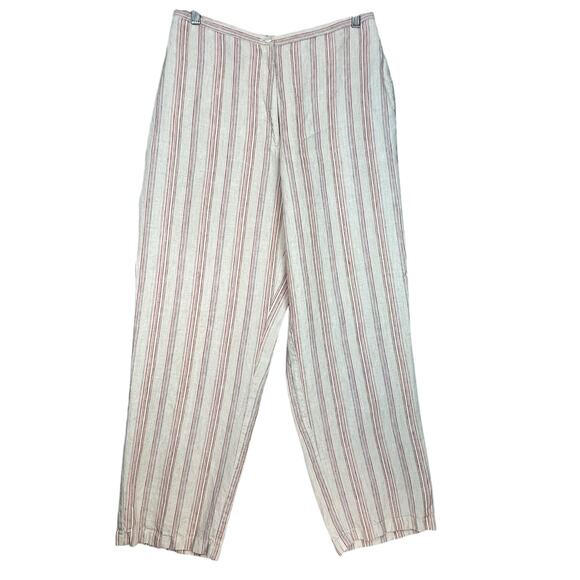 L.L. Bean Women’s Tan Stripped 100% Linen Pants XL Tall - Picture 1 of 6